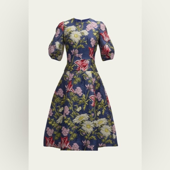 RICKIE FREEMAN FOR TERI JON
Puff-Sleeve Floral Jacquard Midi Dress 4 - Picture 1 of 9